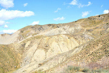 Mountain landscape. View of the slopes of mountains of volcanic origin