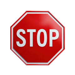 Red octagonal stop sign with white lettering image, Isolated On Png Transparent Background