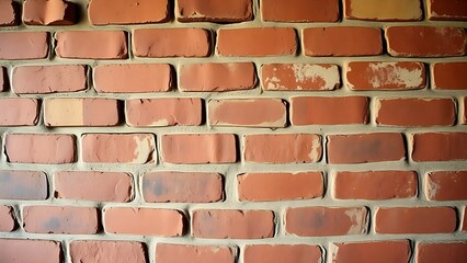 Obraz premium Close-up of aged red brick wall with rich texture and warm earthy tones under subtle directional light.