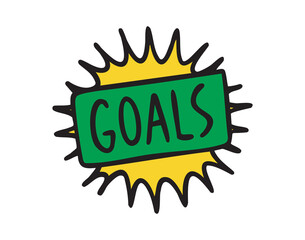 Goals sticker for planner, study objectives doodle set for students, hand drawn