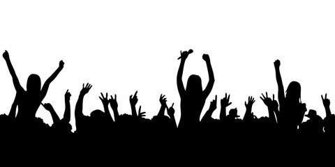 Silhouette of Energetic Concert Crowd Cheering