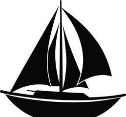 Elegant silhouette of a sailboat on white