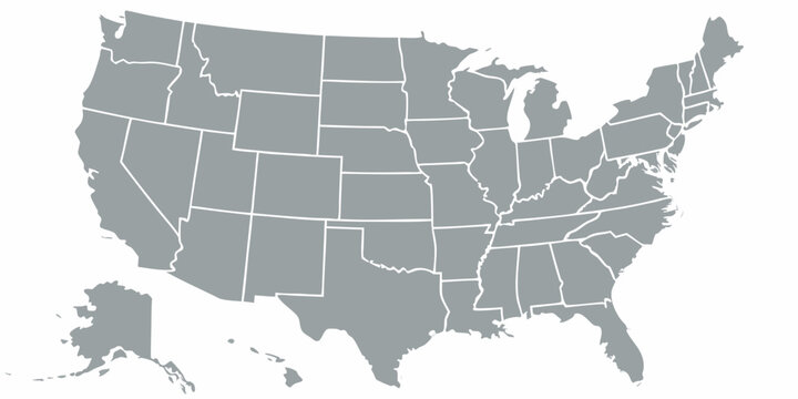 United States Map Gray Scale Simple Outline