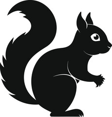Silhouette of a squirrel on a white background