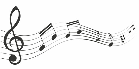 Abstract Musical Notes Wave Treble Clef Design