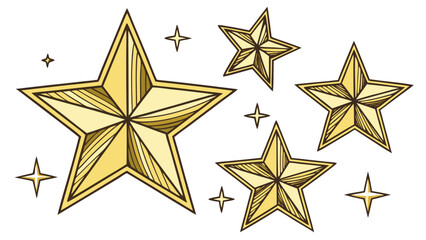 Obraz premium Sparkling golden stars shine brightly, symbolizing achievement, success, and celebration in a dynamic display.