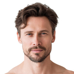 Obraz premium Neutral face Man isoleted on transparent background .