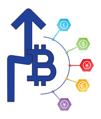 Bitcoin and world currency infographic design template chart, web design, vector illustration
