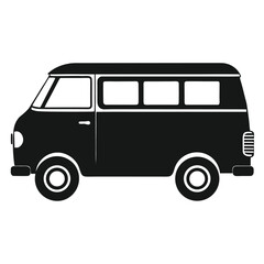 Classic van silhouette on white background