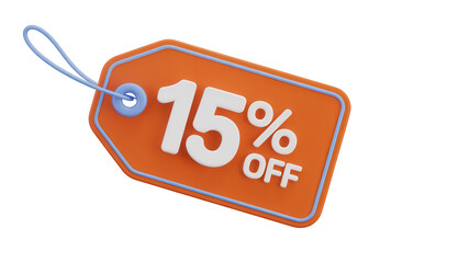 15 off sale tag isolated on transparent background