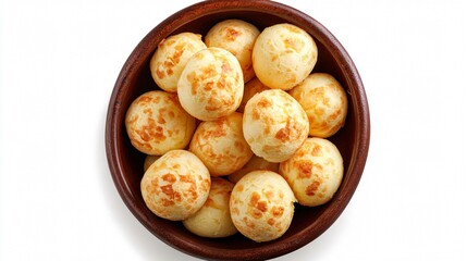 Brazilian Pao de Queijo Food Dish Top View on White Background