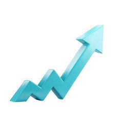 Blue arrow graph showing upward trend isolated on transparent background