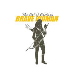 Archer Logo Design Concepts Vector. Silhouette Female Archer Template Illustration