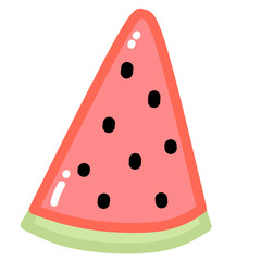 Cute Hand Drawn Watermelon Slice Doodle Decorative Fruit