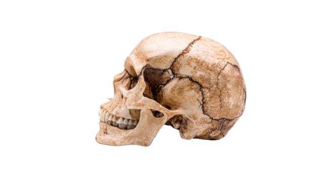 Anatomical skull illustration science laboratory digital art transparent background side view educational concept - Powered by Adobe