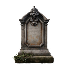 Obraz premium Weathered grave marker cemetery model nature ground level transparent background concept