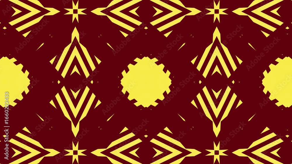 Poster abstract geometric pattern animation with yellow and maroon