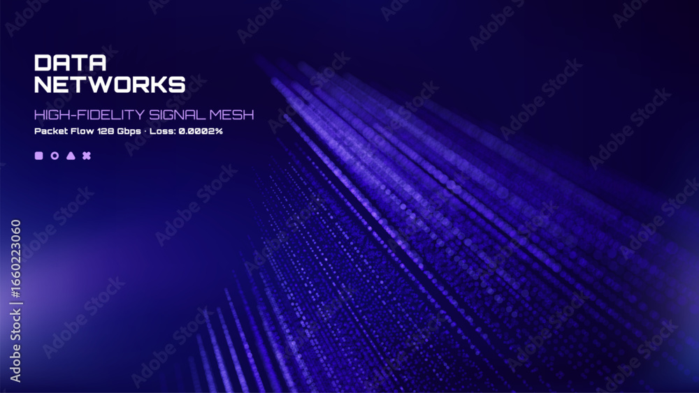 Fototapete data networks display high-fidelity signal mesh background, showing digital packet flow statistics. 