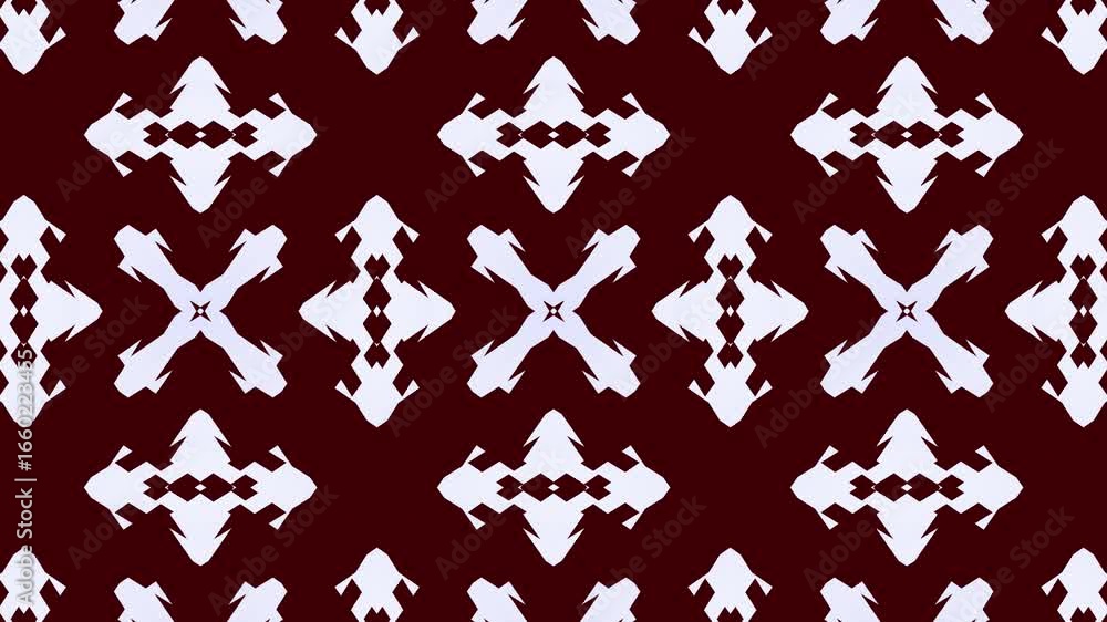 Poster abstract geometric pattern: white shapes on dark red background