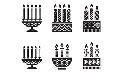Fototapeta premium Carnival Drum Circle & Fireworks Silhouettes Tropical Festival Celebration Vector Icons