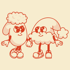 Cozy mitten and Santa hat mascot pair. Festive Xmas design for winter apparel and holiday branding