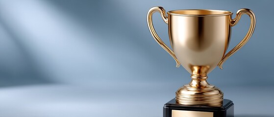 A shiny golden trophy stands prominently as confetti falls, symbolizing victory and celebration in a joyous atmosphere