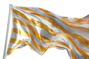 Waving flag with gold and silver stripes