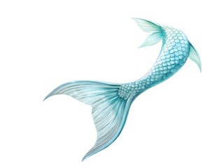 Obraz premium Elegant blue mermaid tail with shimmering scales on black background