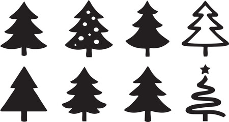 Christmas Tree Set Silhouette Vector Collection