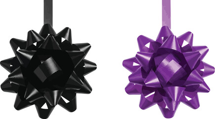 Festive star bows black purple gift decorations