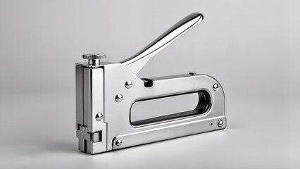 staple gun on light background. staple gun isolated on light. construction stapler