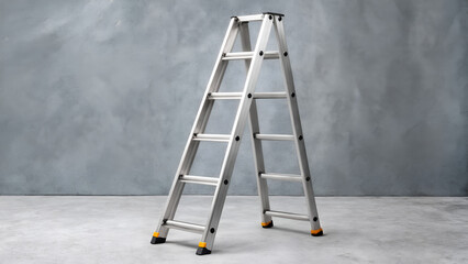 ladder on white background. metal folding ladder