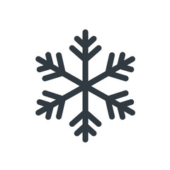 Dark grey snowflake icon on a white background winter
