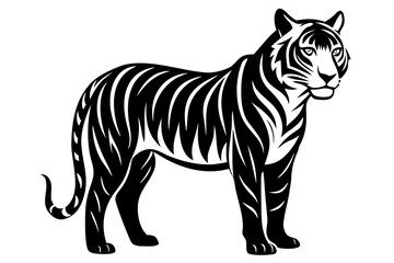 Obraz premium Bengal Tiger Silhouette Isolated Transparent Wild Animal Vector Illustration