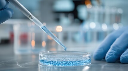 Expert pipetting sample solution for targeted epigenome editing with CRISPRoff focus on technique and hands while laboratory apparatus remains softly out of focus.