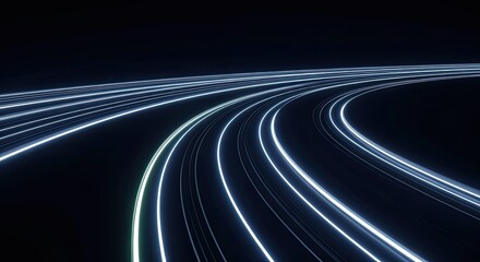 A mesmerizing abstract image showcasing flowing light trails against a dark backdrop, creating a sense of movement and speed.
