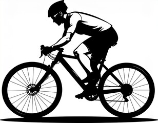 Naklejka premium A silhouette of a cyclist in motion, displaying dynamic energy and focus.