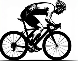 Fototapeta premium A cyclist in dynamic motion, illustrated in bold silhouette.