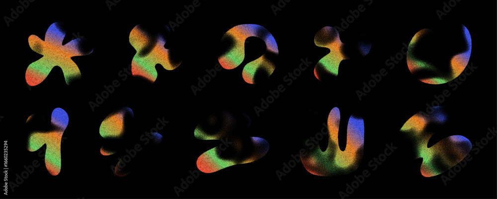 Poster colorful liquid abstract shapes create a dynamic visual experience with blur and noise effects in va