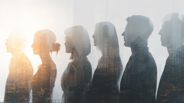 Align People. Future Vision and Teamwork in Office Setting with Double Exposure