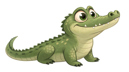 cute crocodile cartoon isolated on transparent background