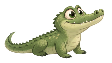 cute crocodile cartoon isolated on transparent background