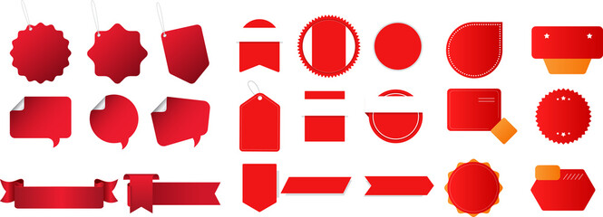 Red Sales Tags and Labels Silhouette Vector Illustration