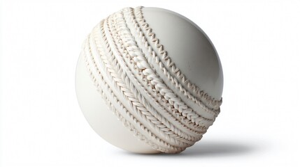 Professional White Cricket Ball on White Background for Sports Enthusiasts
