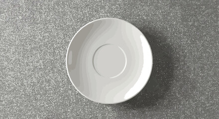 Minimalist white oval saucer on textured gray background