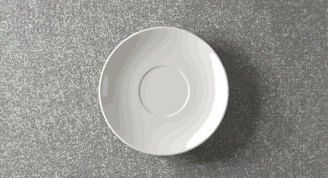 Minimalist white oval saucer on textured gray background