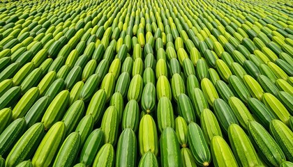 Endless rows of vibrant green cucumbers, a repeating geometric pattern, pattern, green