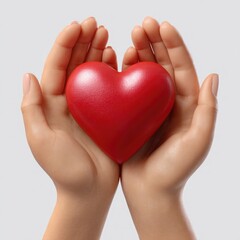 Obraz premium Hands holding a red heart symbol love care