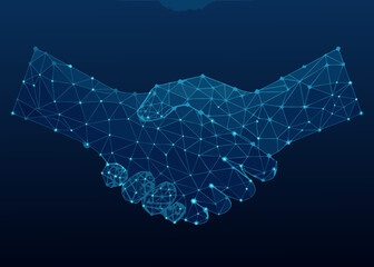 Obraz premium Digital handshake representing partnership and technology