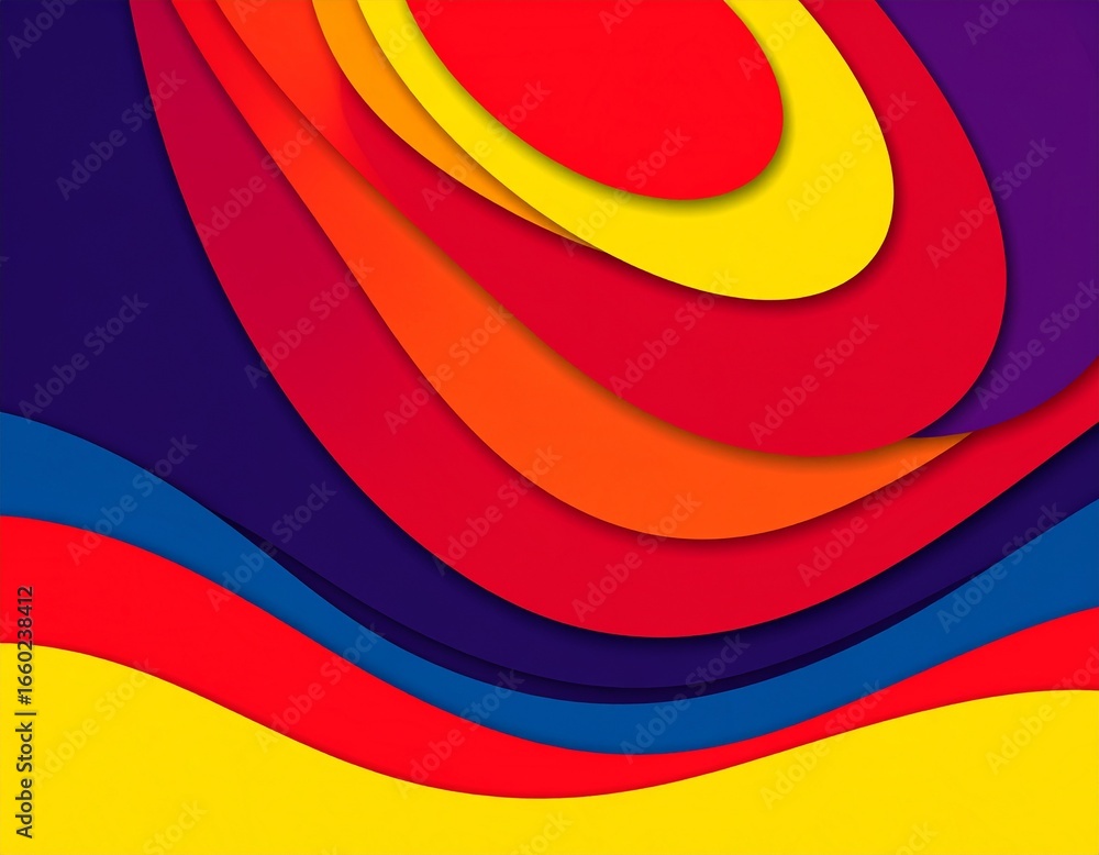 Aufkleber a vibrant and dynamic abstract design, featuring overlapping layers of colorful shapes, creates a ca